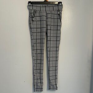 Gray Plaid Kids Casual Bottoms